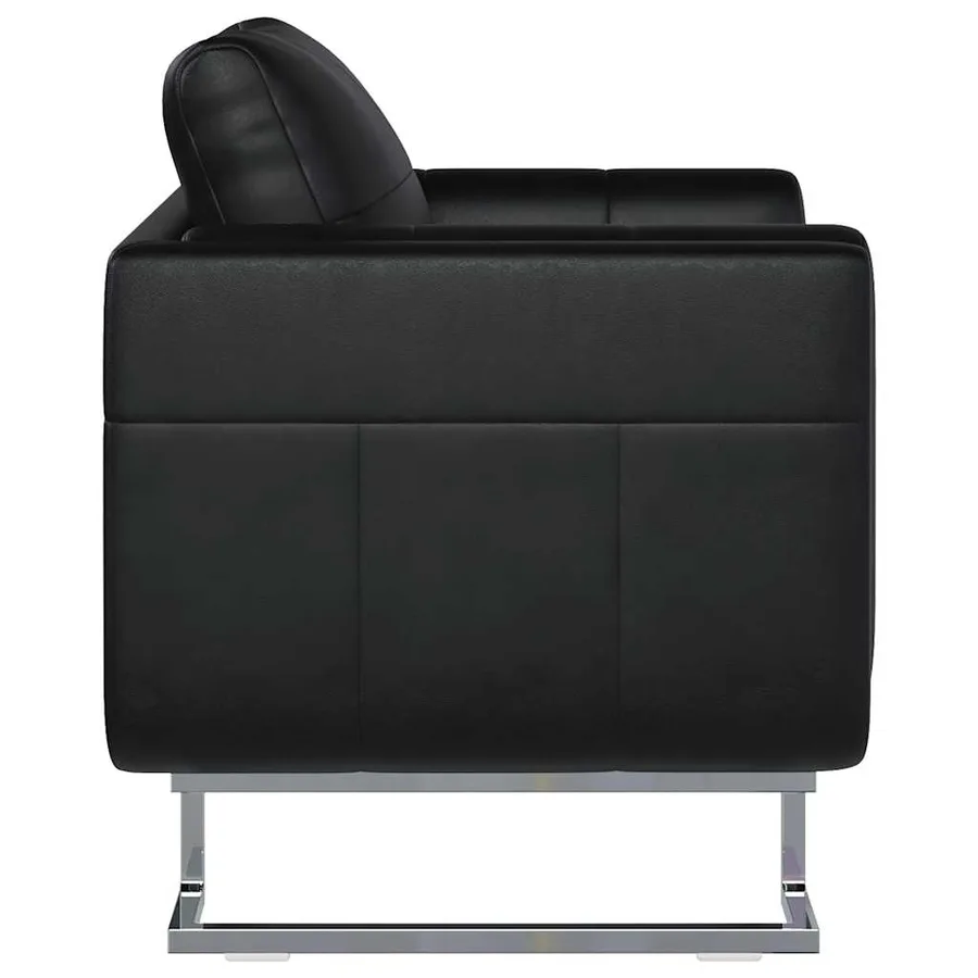 Fauteuil cube avec pieds chromés Noir Similicuir - 6