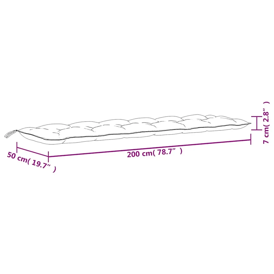 Coussin de banc de jardin à motif de feuilles 200 x 50 x 7 cm tissu Oxford - 7