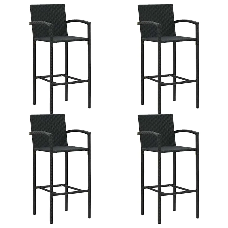 Ensemble de bar de jardin 5 pcs Résine tressée Noir - 6