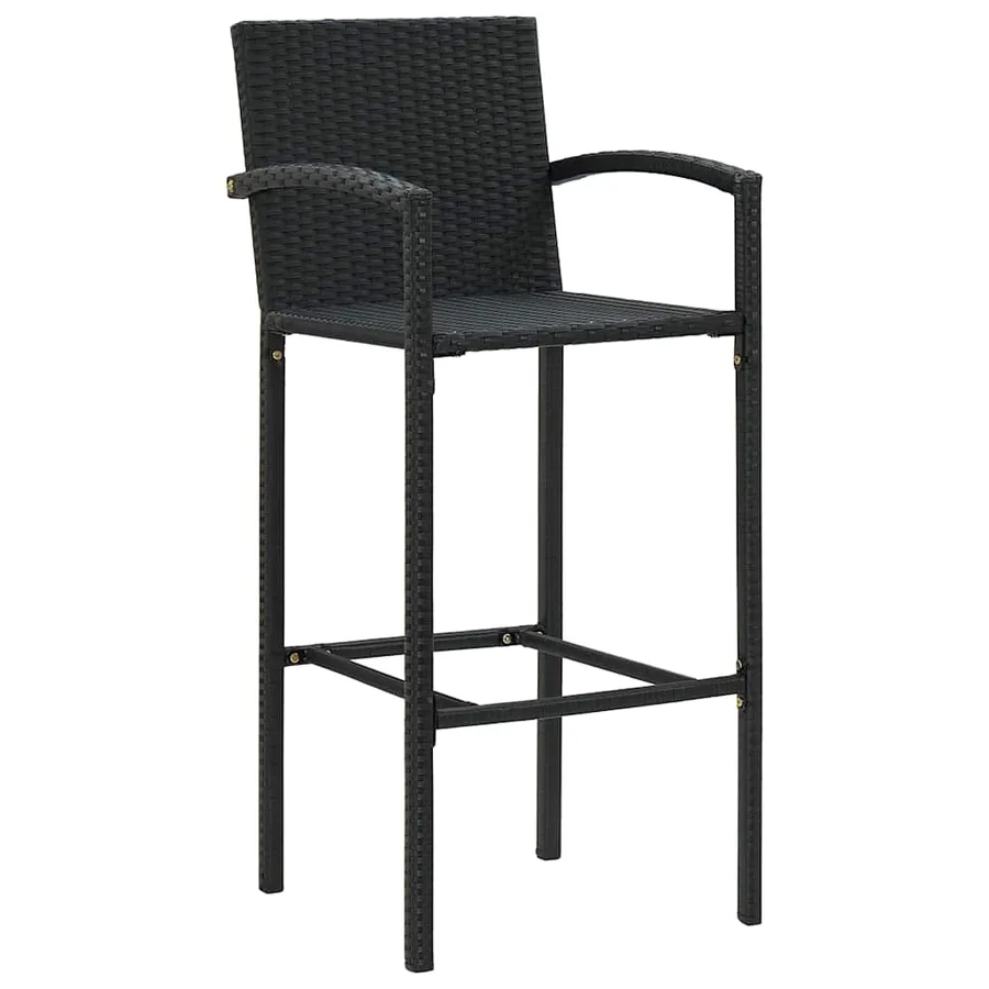 Ensemble de bar de jardin 5 pcs Résine tressée Noir - 7