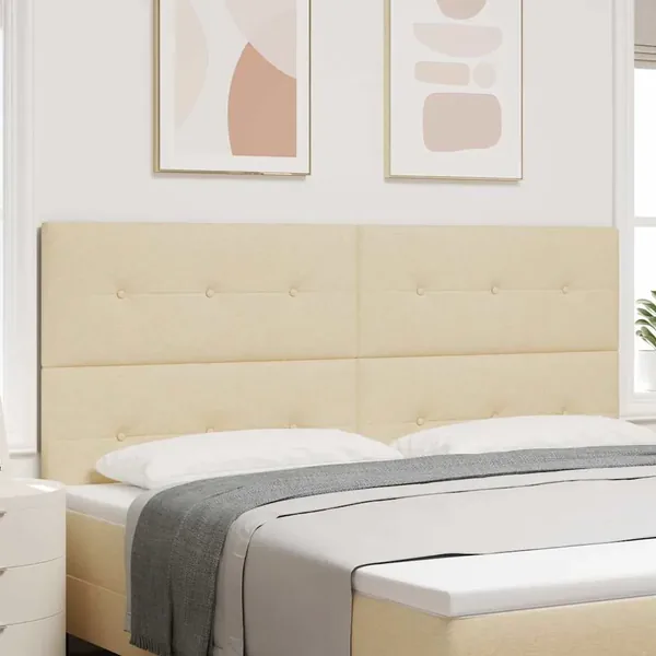 Tête de lit réglable en hauteur Crème 200 cm tissu