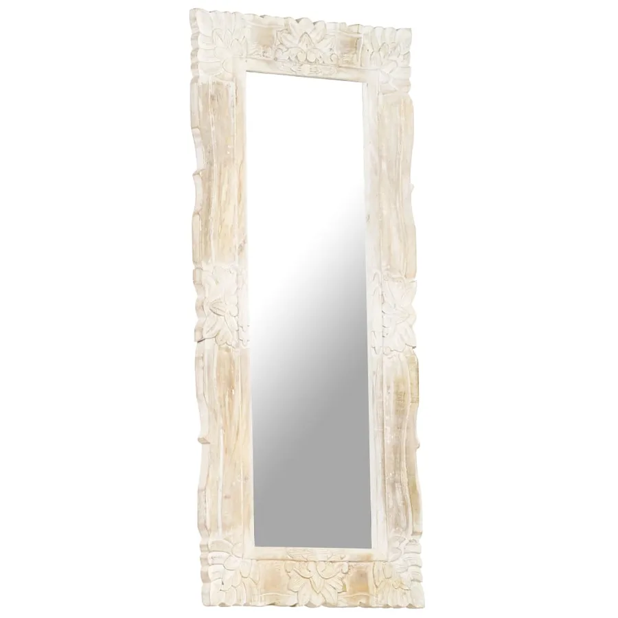 Miroir Blanc 110x50 cm Bois de manguier massif - 2