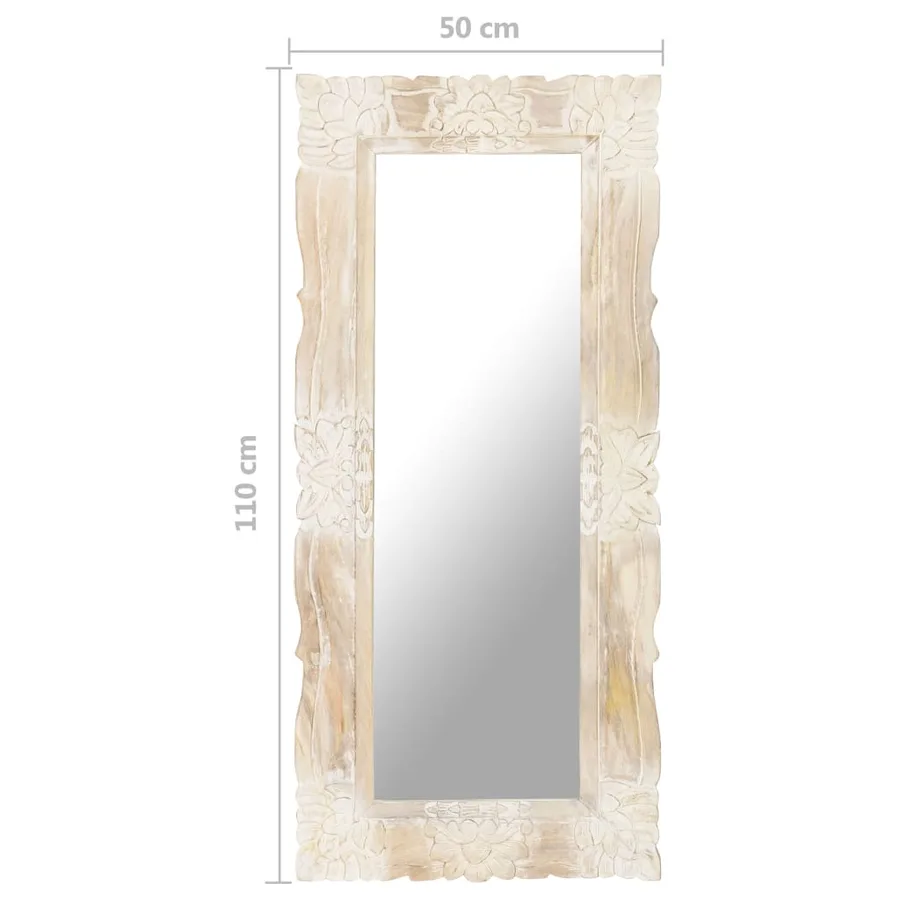 Miroir Blanc 110x50 cm Bois de manguier massif - 6