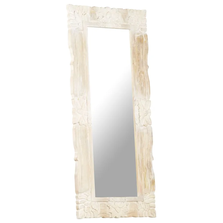 Miroir Blanc 110x50 cm Bois de manguier massif - 8