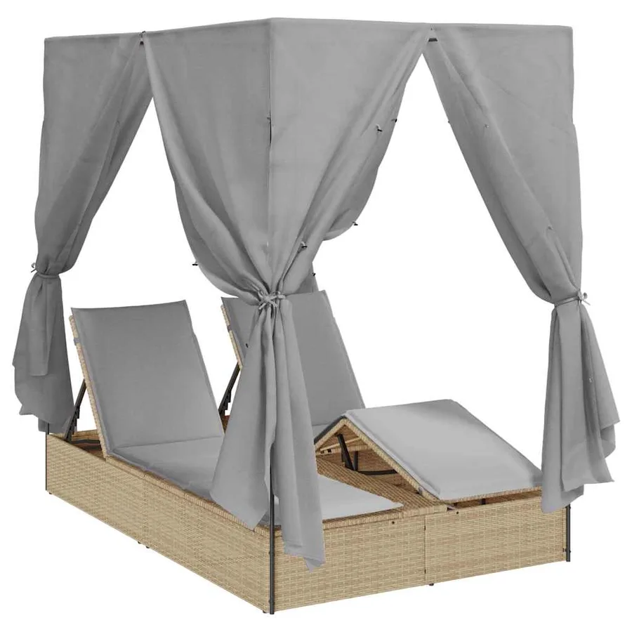 Transat double Réglable Gris 205 x 129 x 200 cm polyrotin - 2