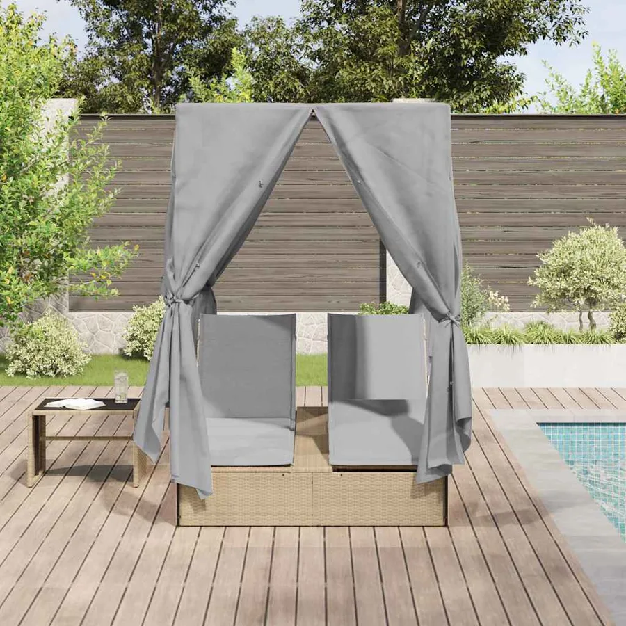 Transat double Réglable Gris 205 x 129 x 200 cm polyrotin - 3