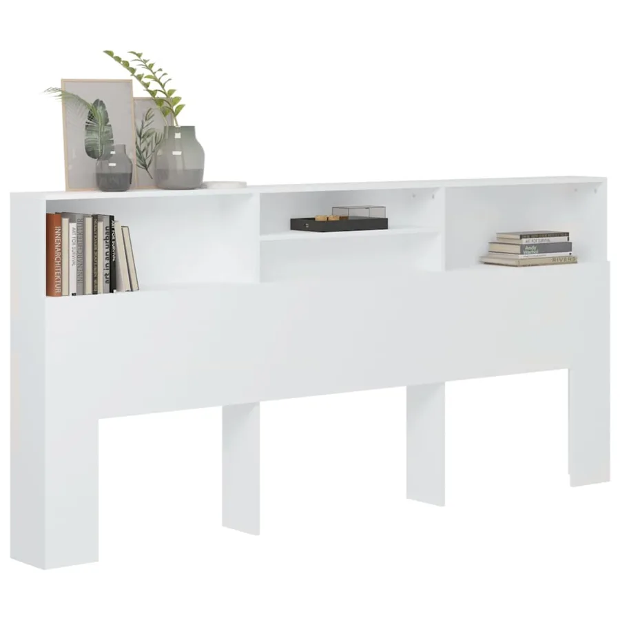 Armoire de tête de lit Blanc 220x19x103,5 cm - 6