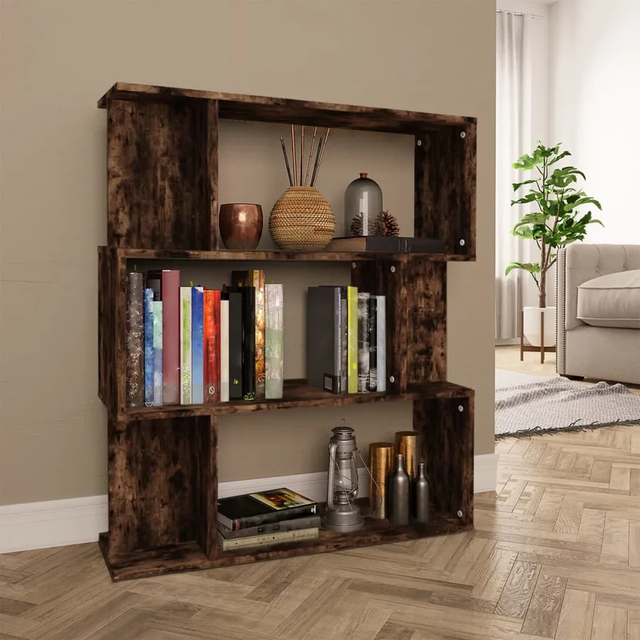 Bibliothèque/Cloison Chêne fumé 80x24x96 cm Bois d'ingénierie - 3