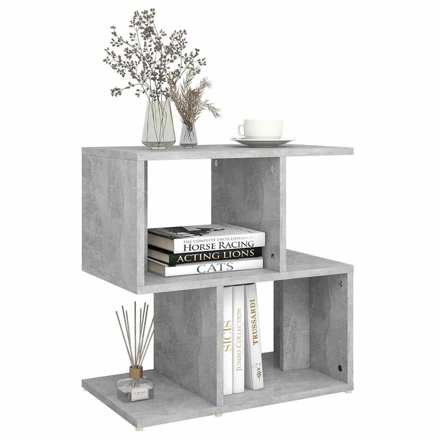 Table de chevet gris béton 50x30x51,5 cm bois d'ingénierie - 6