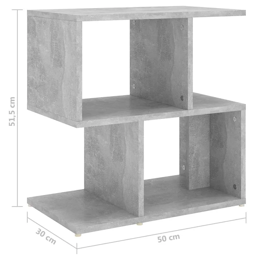 Table de chevet gris béton 50x30x51,5 cm bois d'ingénierie - 7