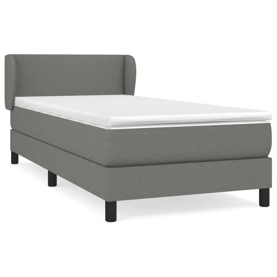 Sommier à lattes de lit avec matelas Gris foncé 90x200 cm Tissu - 2