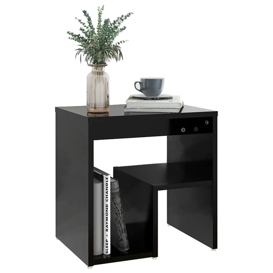 Table de chevet noir 40x30x40 cm bois d'ingénierie - 5