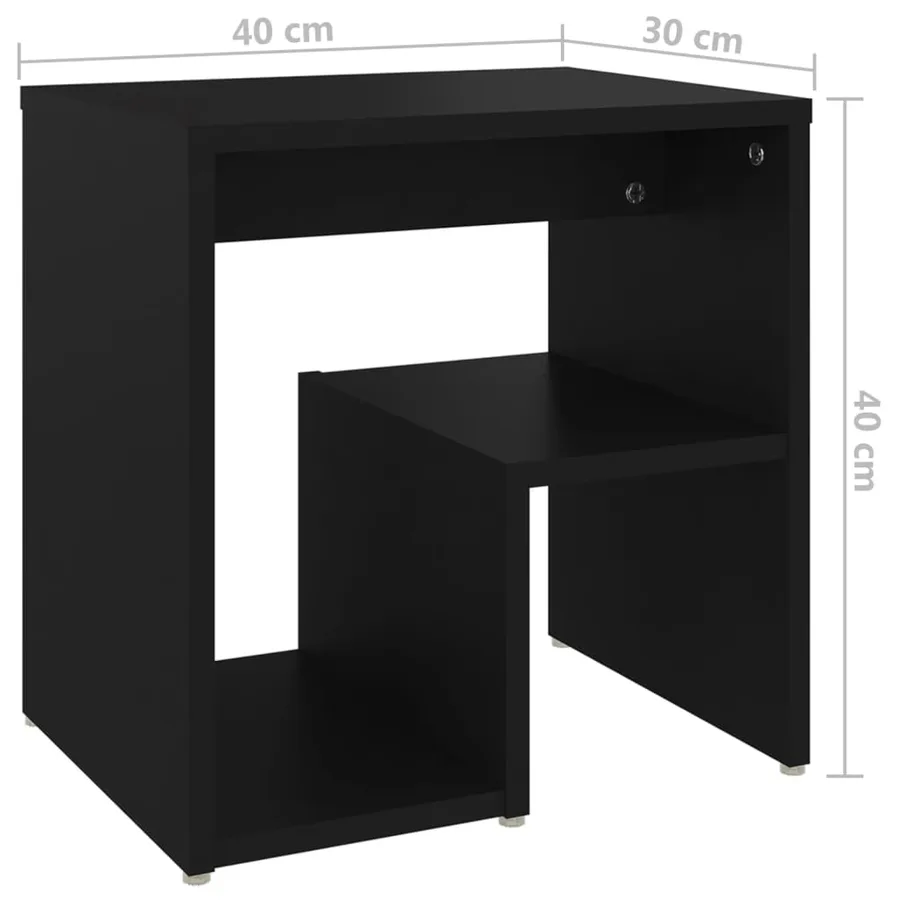 Table de chevet noir 40x30x40 cm bois d'ingénierie - 6