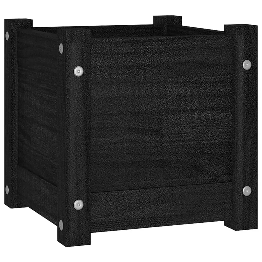 Jardinières d'extérieur 2 pcs Noir 31x31x31 cm Bois de pin - 4