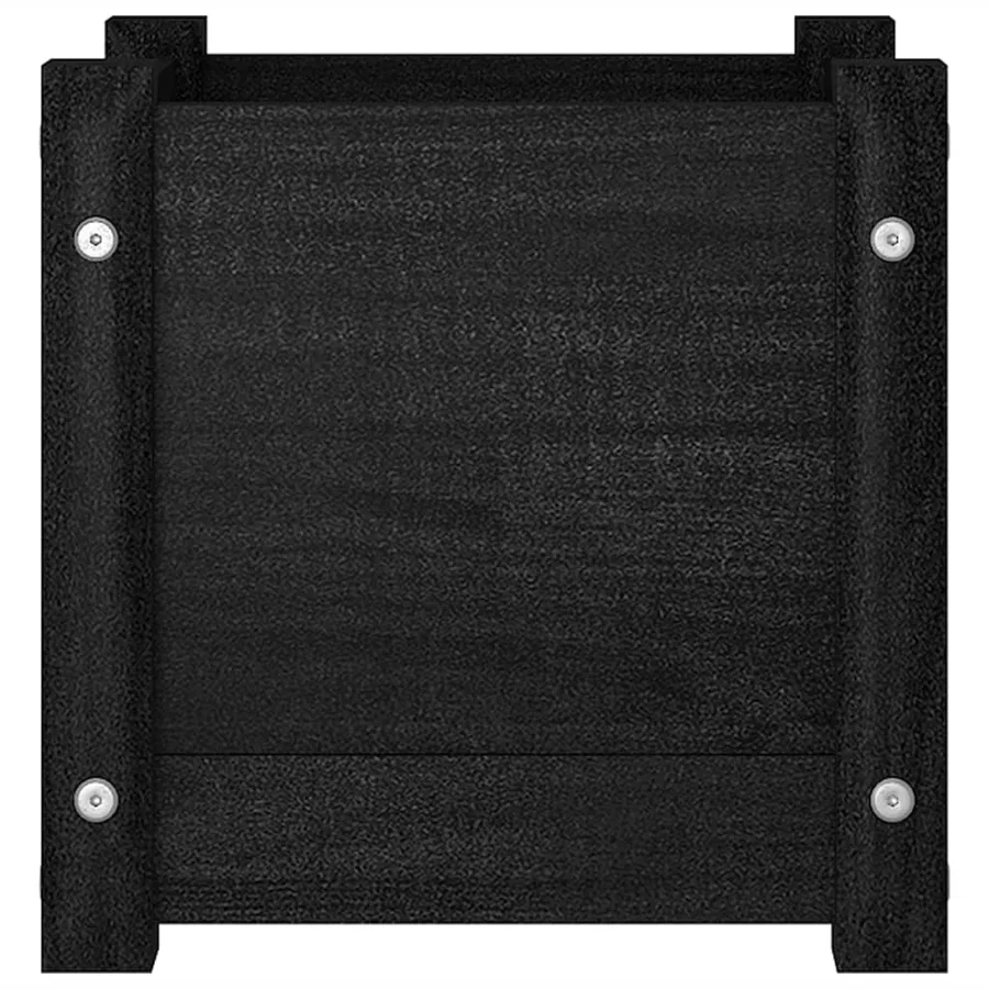 Jardinières d'extérieur 2 pcs Noir 31x31x31 cm Bois de pin - 5