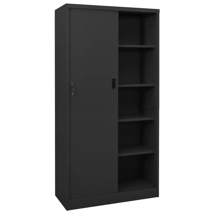 Armoire de bureau et porte coulissante Anthracite 90x40x180 cm - 2
