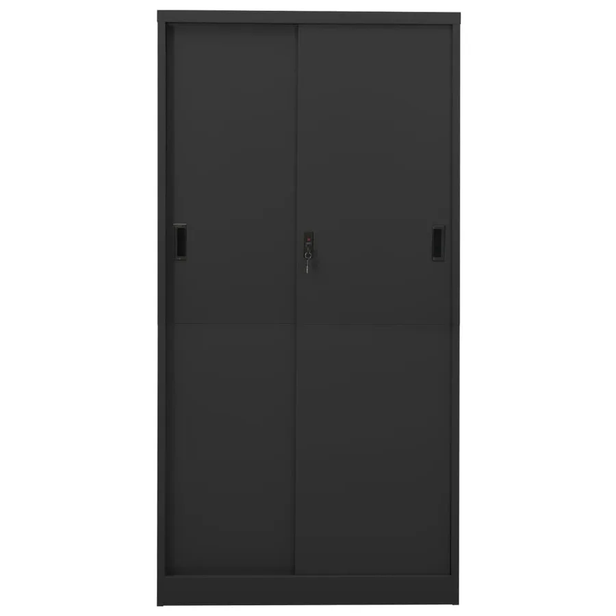 Armoire de bureau et porte coulissante Anthracite 90x40x180 cm - 4