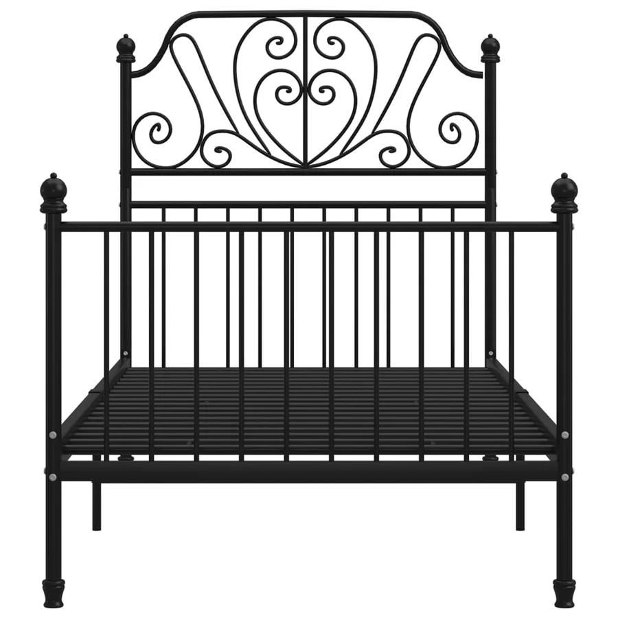 Cadre de lit sans matelas noir métal 90x200 cm - 3