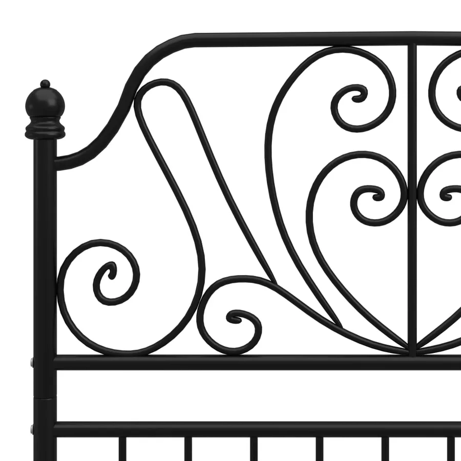 Cadre de lit sans matelas noir métal 90x200 cm - 5