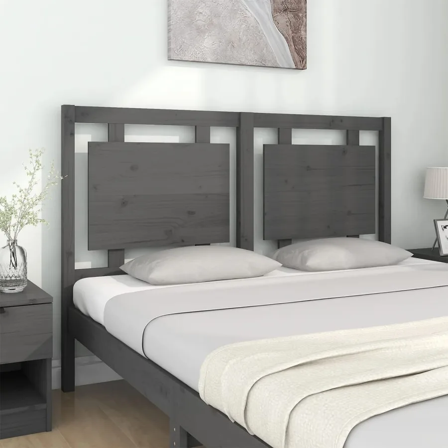 Tête de lit Gris 145,5x4x100 cm Bois massif de pin - 3