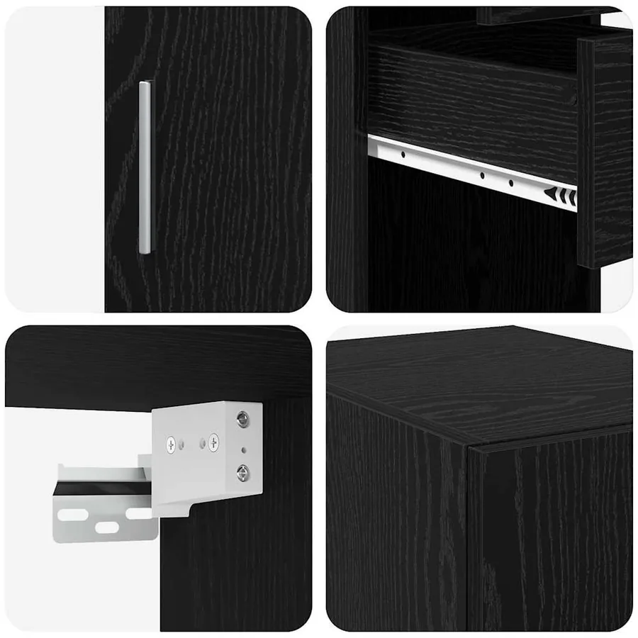 Armoire de rangement 2 pcs Chêne noir 30 x 42,5 x 225 cm - 10