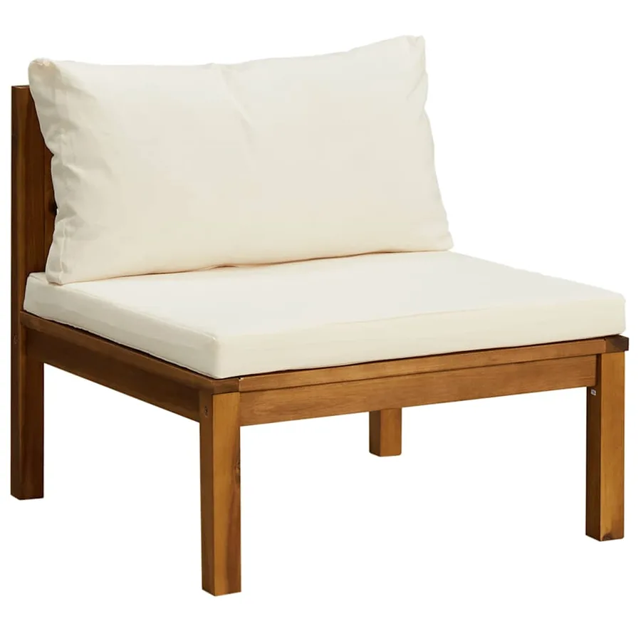 Ensemble de canapés 2 pcs et coussins blanc crème Acacia solide - 3