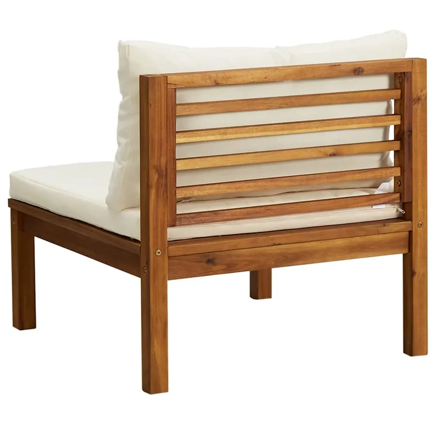 Ensemble de canapés 2 pcs et coussins blanc crème Acacia solide - 6