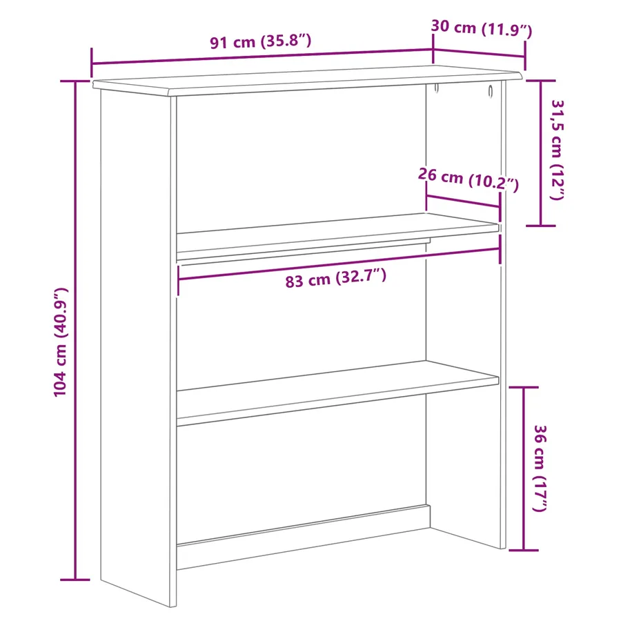 Hutch ASKIM 91 x 30 x 104 cm Bois de pin massif - 9