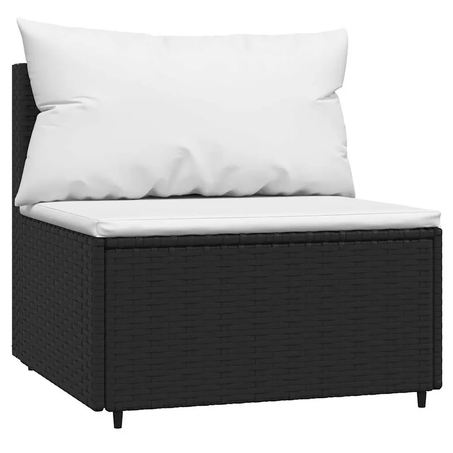Salon de jardin 3 pcs avec coussins Noir Résine tressée - 5