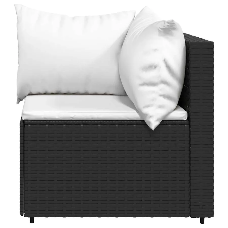 Salon de jardin 3 pcs avec coussins Noir Résine tressée - 7