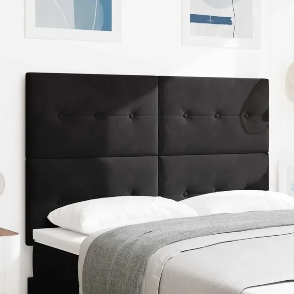 Tête de lit LED avec bandes LED Noir 144 cm Velours