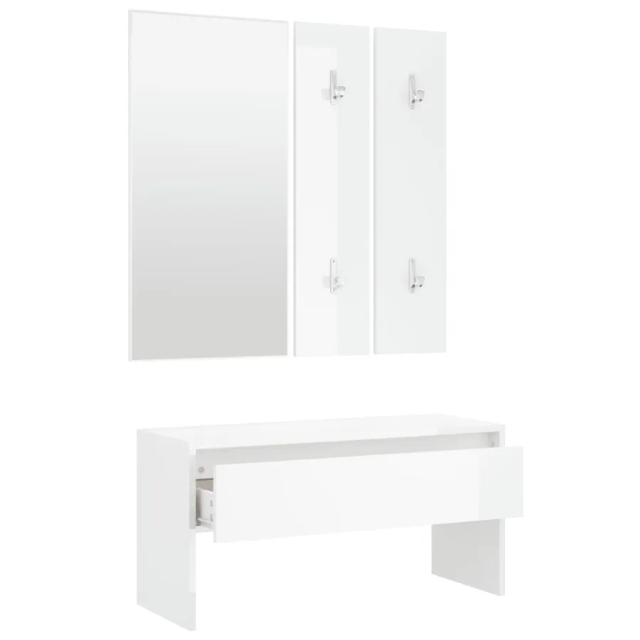 Ensemble de meubles de couloir Blanc brillant Bois d'ingénierie - 6