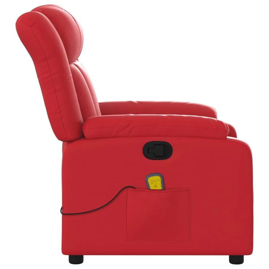 Fauteuil de massage inclinable rouge similicuir - 8