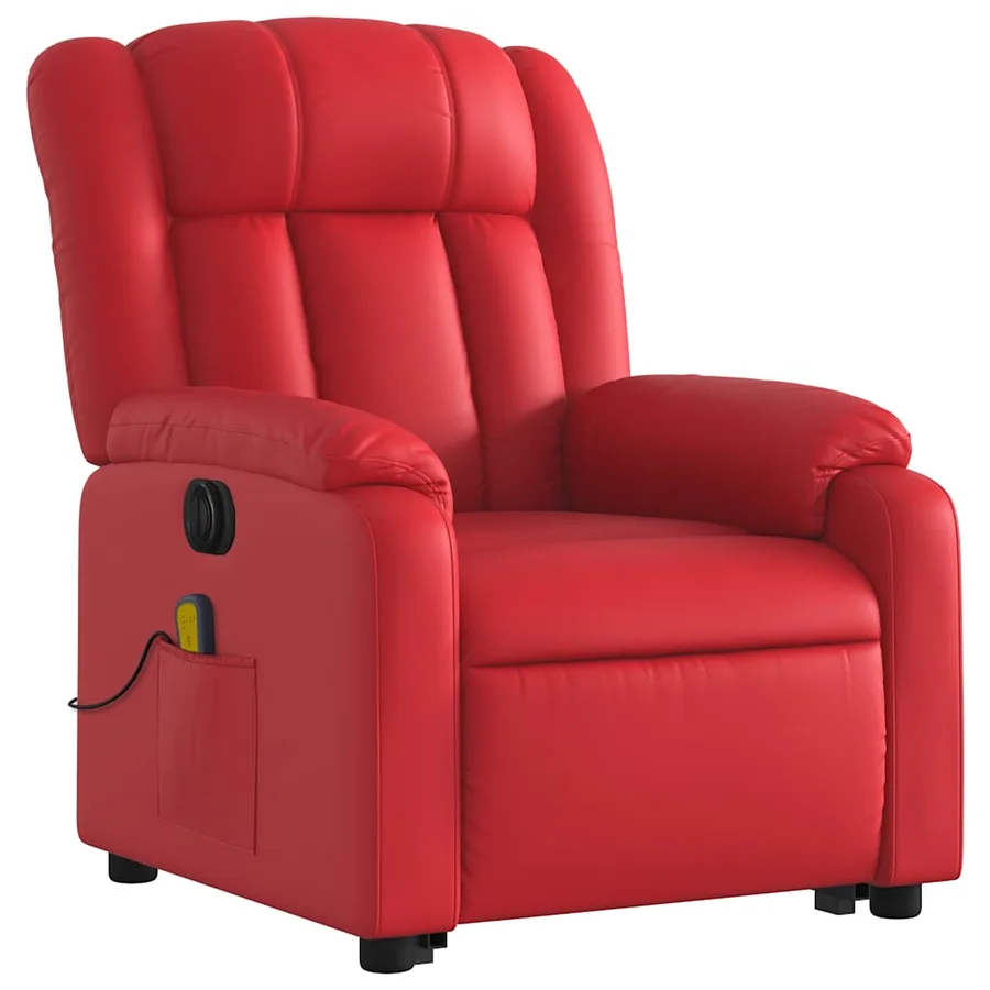 Fauteuil inclinable de massage électrique rouge similicuir - 3