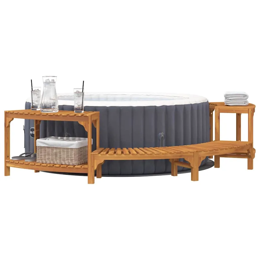 Enceinte de bain à remous demi-ronde Marron 272 x 120 x 55,5 cm - 3