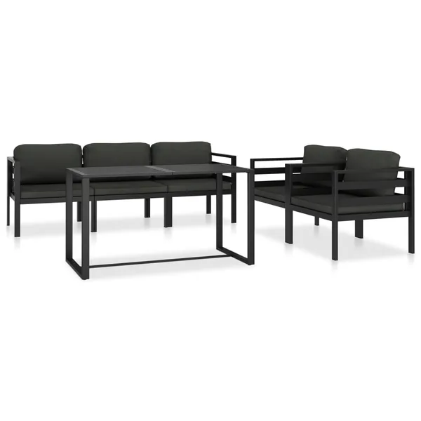 Salon de jardin 6 pcs avec coussins Aluminium Anthracite