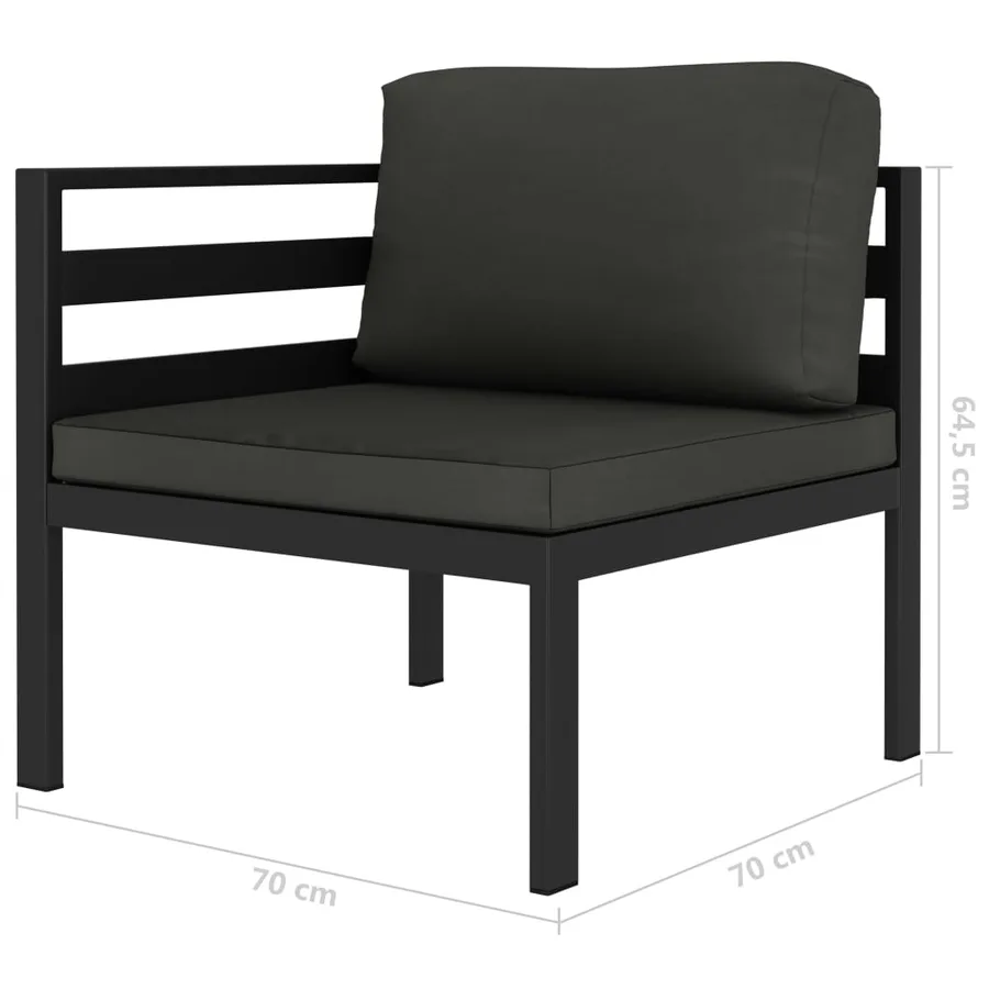 Salon de jardin 6 pcs avec coussins Aluminium Anthracite - 8