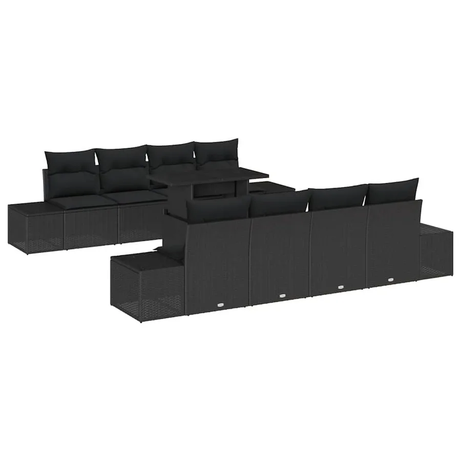 Ensemble de canapé de jardin avec coussin 9 pcs Noir - 2