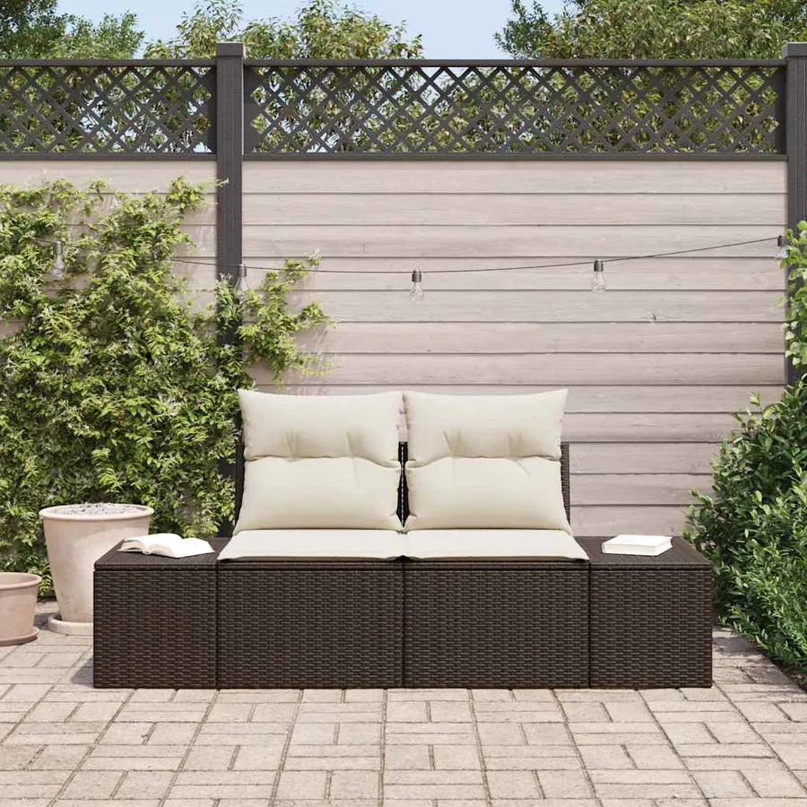 Canapé de jardin avec coussin Marron 184 x 62 x 69 cm polyrotin - 3