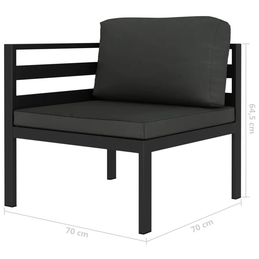 Salon de jardin 3 pcs avec coussins Aluminium Anthracite - 4