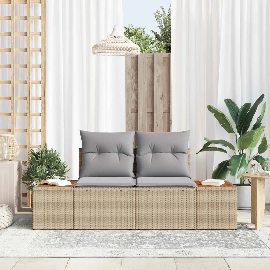 Canapé de jardin Beige 184 x 62 x 85cm polyrotin - 3
