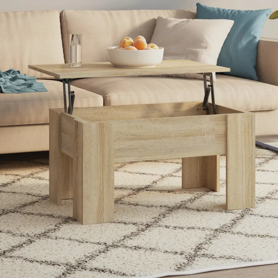 Table basse chêne sonoma 79x49x41 cm bois d'ingénierie - 7