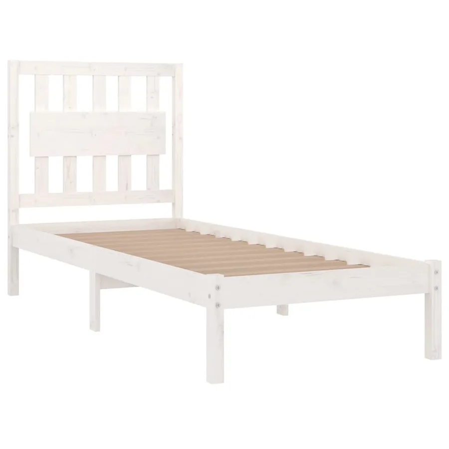 Cadre de lit sans matelas blanc bois massif 90x200 cm - 4