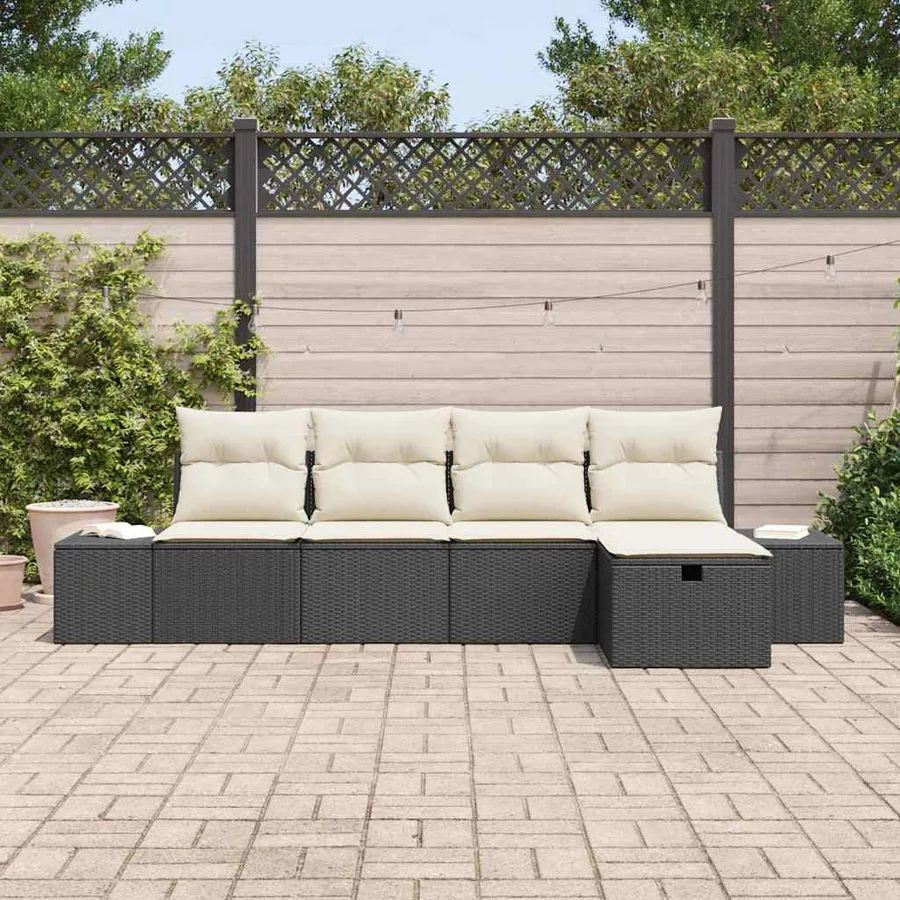 Ensemble de Canapés avec coussin 5 pcs polyrotin - 3