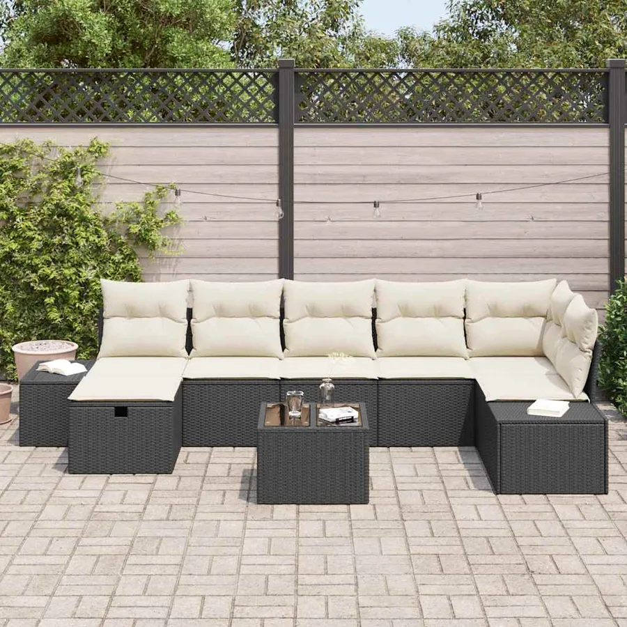 Ensemble de Canapés avec coussin 8 pcs polyrotin - 3