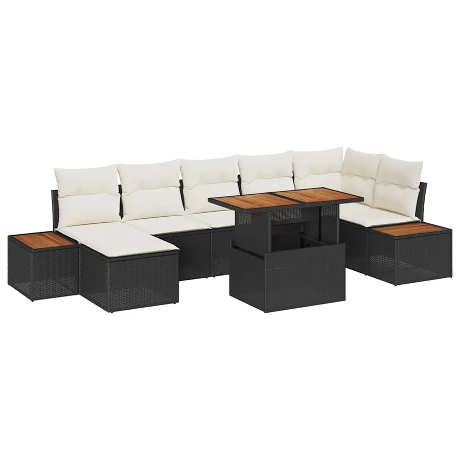 Ensemble de canapé de jardin 8 pcs Noir et Beige - 2