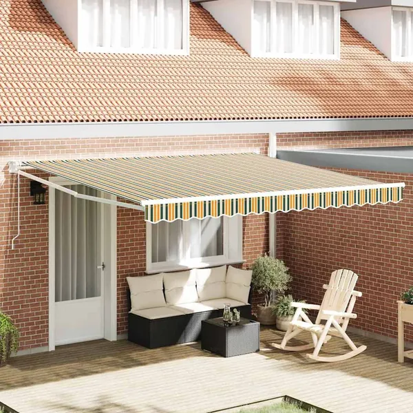 Auvent rétractable Multicolore 400 × 300 cm Polyester et métal