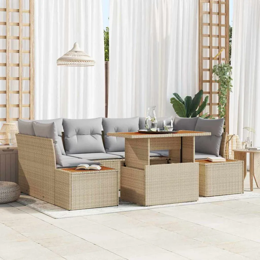 Ensemble de canapé de jardin 9 pc Beige et gris
