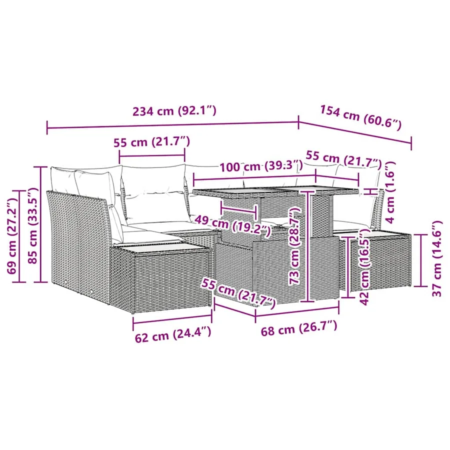 Ensemble de canapé de jardin 9 pc Beige et gris - 11