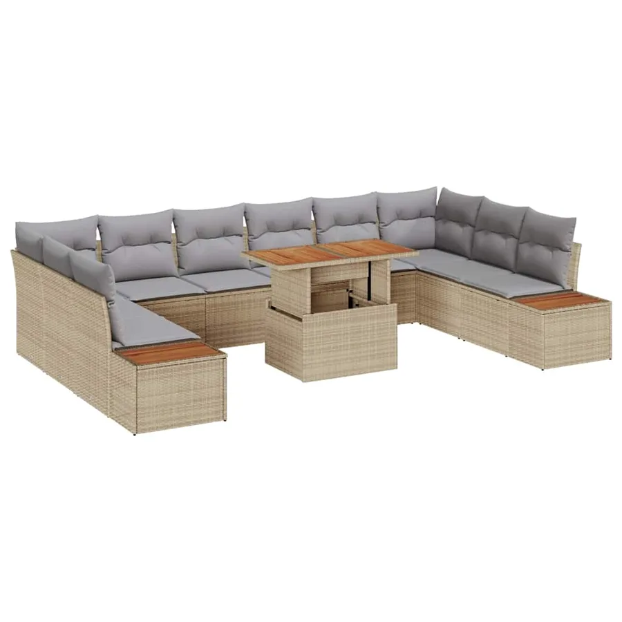 Ensemble de canapé de jardin 11 pc Beige et gris - 2